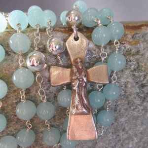 Mother and Child Rosary, Amazonite and Bronze